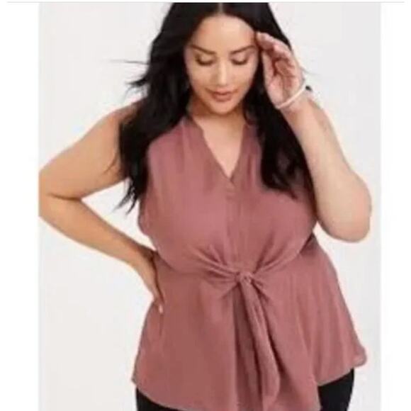 torrid Tops - Torrid Peplum Georgette Button Front Tie Blouse 5X Business Office Corporate